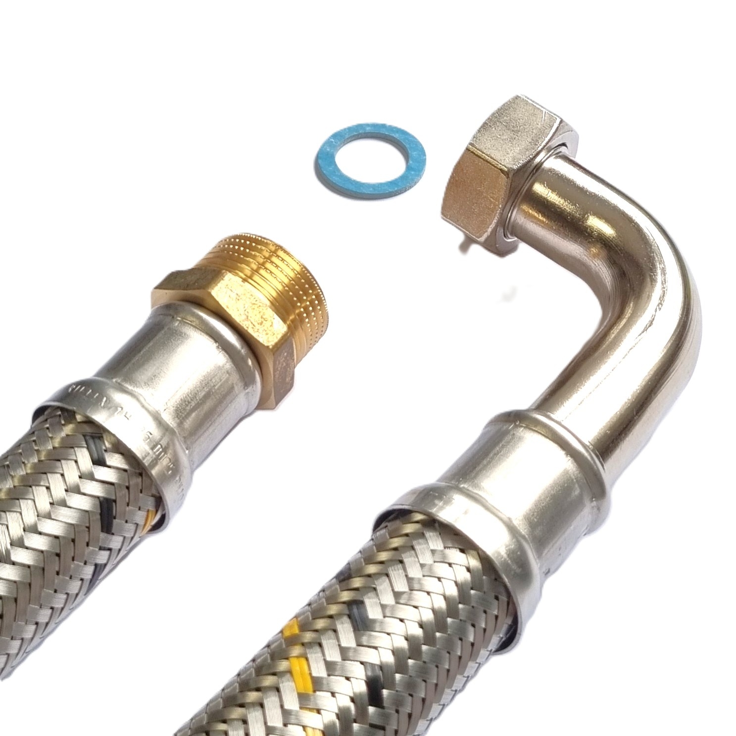 Saug-/Druckschlauch 1"AG x 1"ÜM Bogen, DN25, Inliner HDPE, Geflecht VA, PN10, -15 bis 80°C