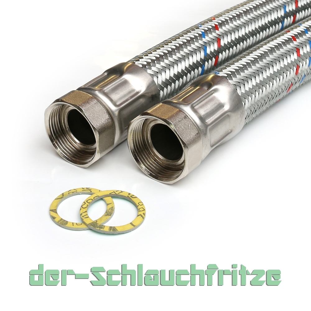 Flexschlauch 1 1/4"ÜM x 1 1/4"ÜM, DN32, Inliner EPDM, Geflecht verzinkt, PN10, -20 bis 90°C, 30cm – Bild 1