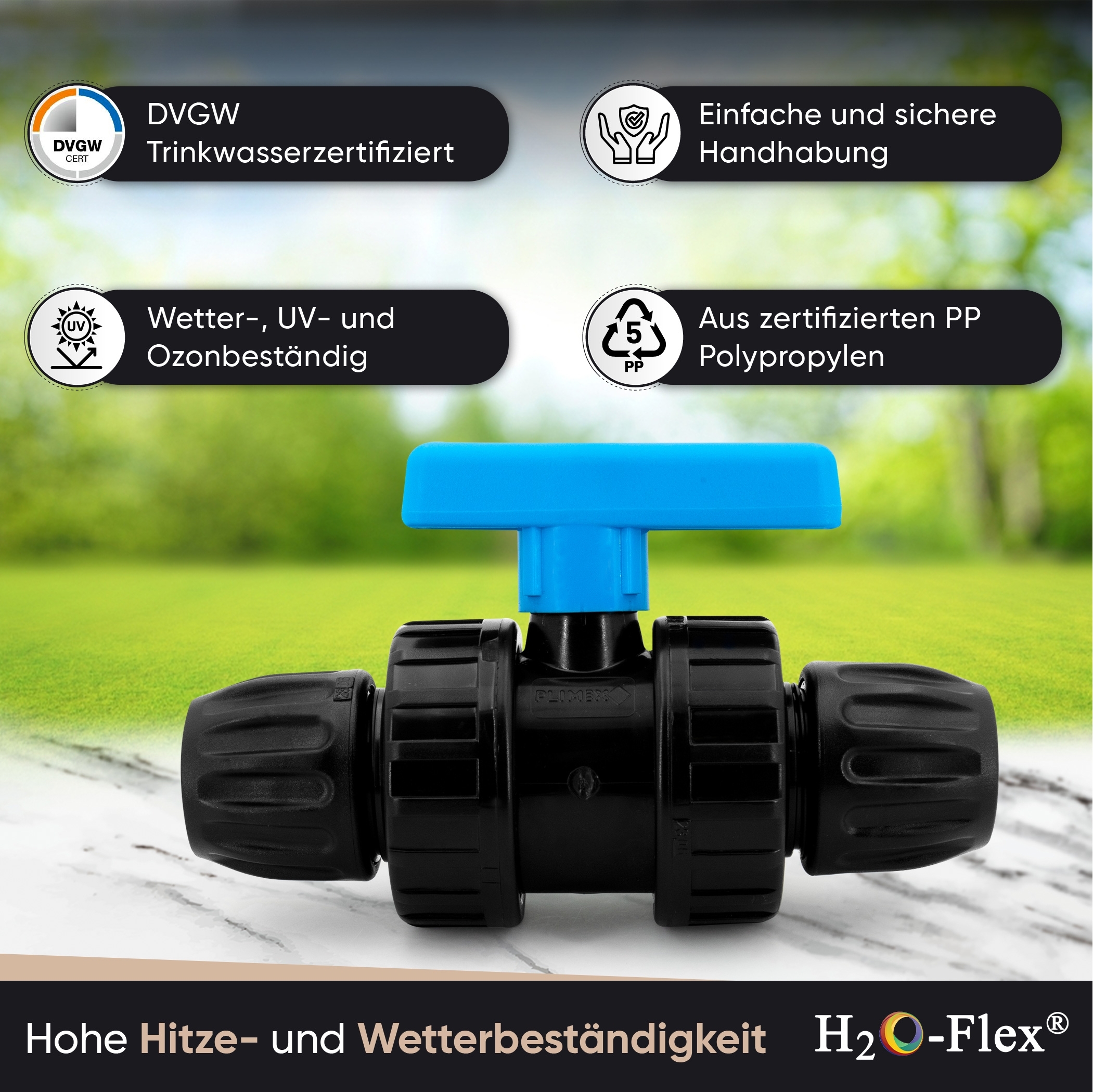 20er PP Klemmfitting Kugelhahn für PE Rohr – Bild 4
