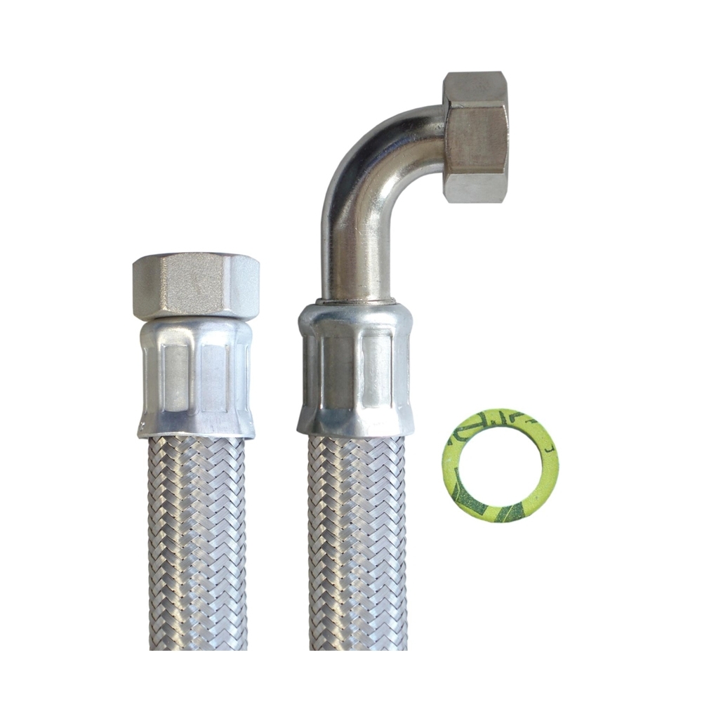 Flexschlauch 3/4"ÜM x 3/4"ÜM Bogen, DN19, Inliner EPDM, Geflecht VA, PN10, -20 bis 90°C, 30cm – Bild 4