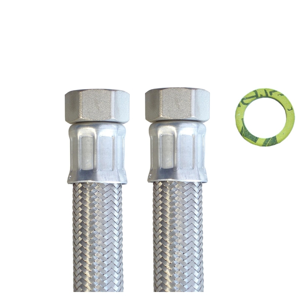 Flexschlauch 3/4"ÜM x 3/4"ÜM, DN19, Inliner EPDM, Geflecht VA, PN10, -20 bis 90°C, 30cm – Bild 3