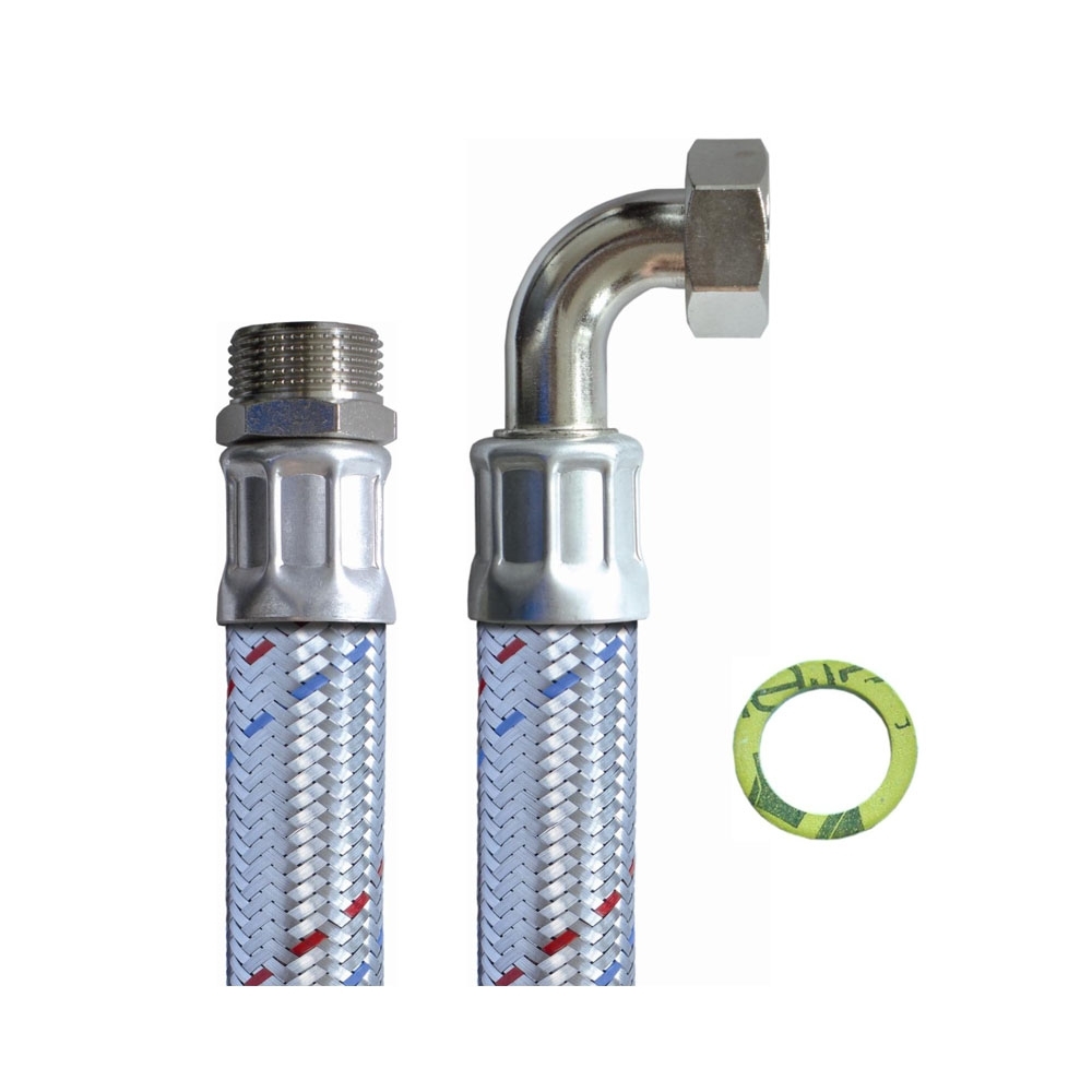 Flexschlauch 1"AG x 1"ÜM Bogen, DN25, Inliner EPDM, Geflecht verzinkt, PN10, -20 bis 90°C, 30cm – Bild 4