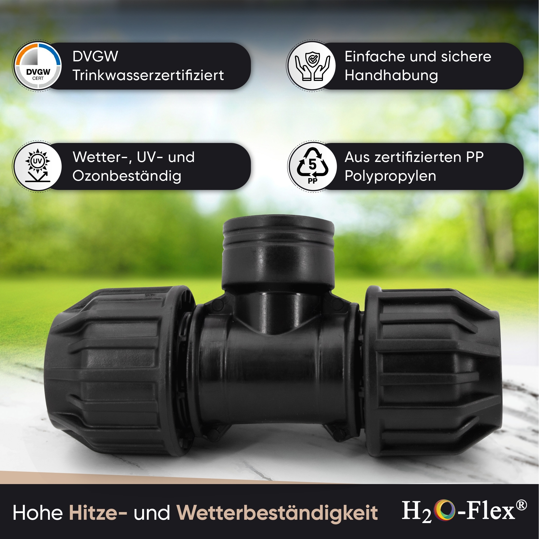 20er PP Klemmfitting T-Stück mit 1/2" Innengewinde für PE Rohr – Bild 4