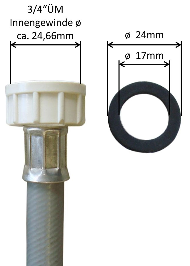 Schlauch (3/4"ÜM x 3/4"ÜM) für Geschirrspüler, Verlängerung für einen Waschmaschinenschlauch