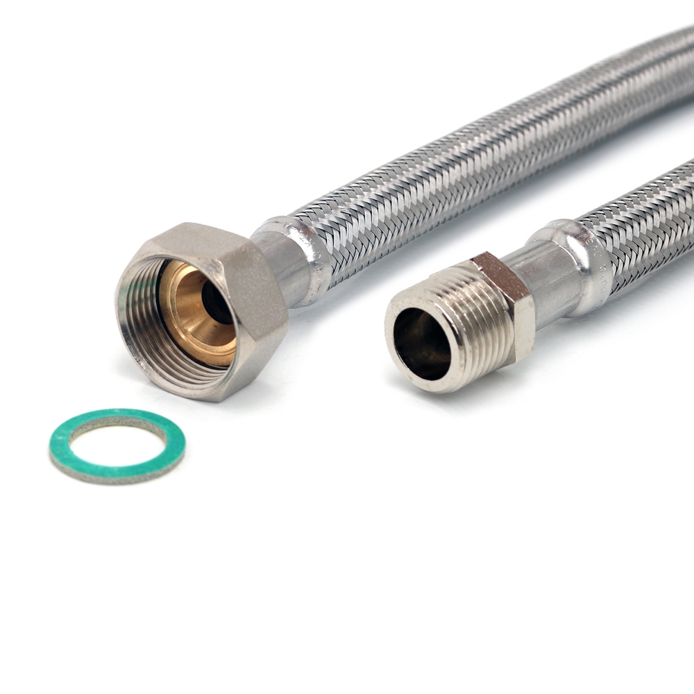 Flexschlauch 3/4"ÜM x 1/2"AG für Trinkwasser, DN13, Inliner HDPE, PN10, -15 bis 70°C