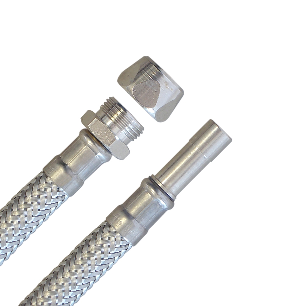 Flexschlauch 10mm Quetsch x 10mm Rohrstutzen für Trinkwasser, DN08, Inliner HDPE, PN10