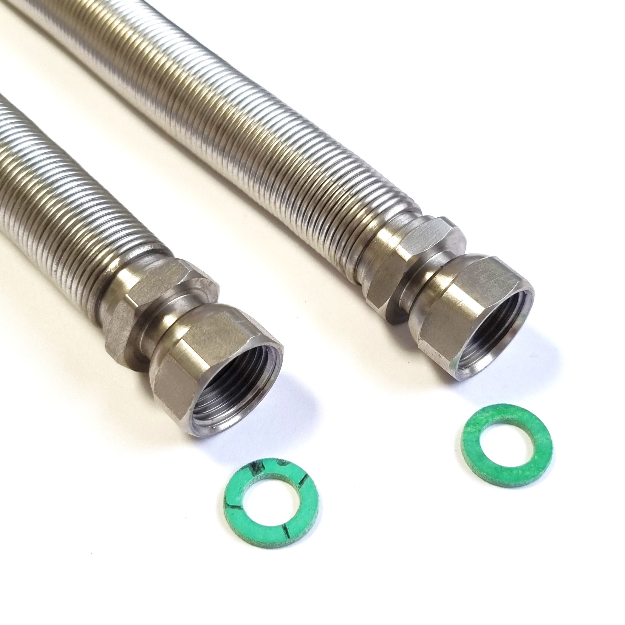 Edelstahlwellrohr DN16 ausziehbar 1/2"ÜM x 1/2"ÜM von 75mm - 130mm