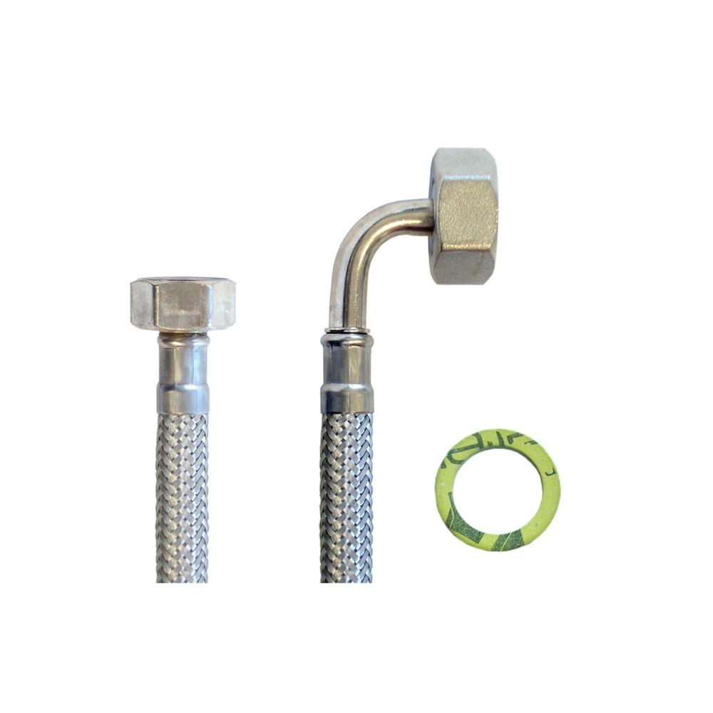 Flexschlauch 1/2"ÜM x 3/4"ÜM Bogen für Trinkwasser, DN08, Inliner HDPE, PN10, -15 bis 70°C, 20cm – Bild 4