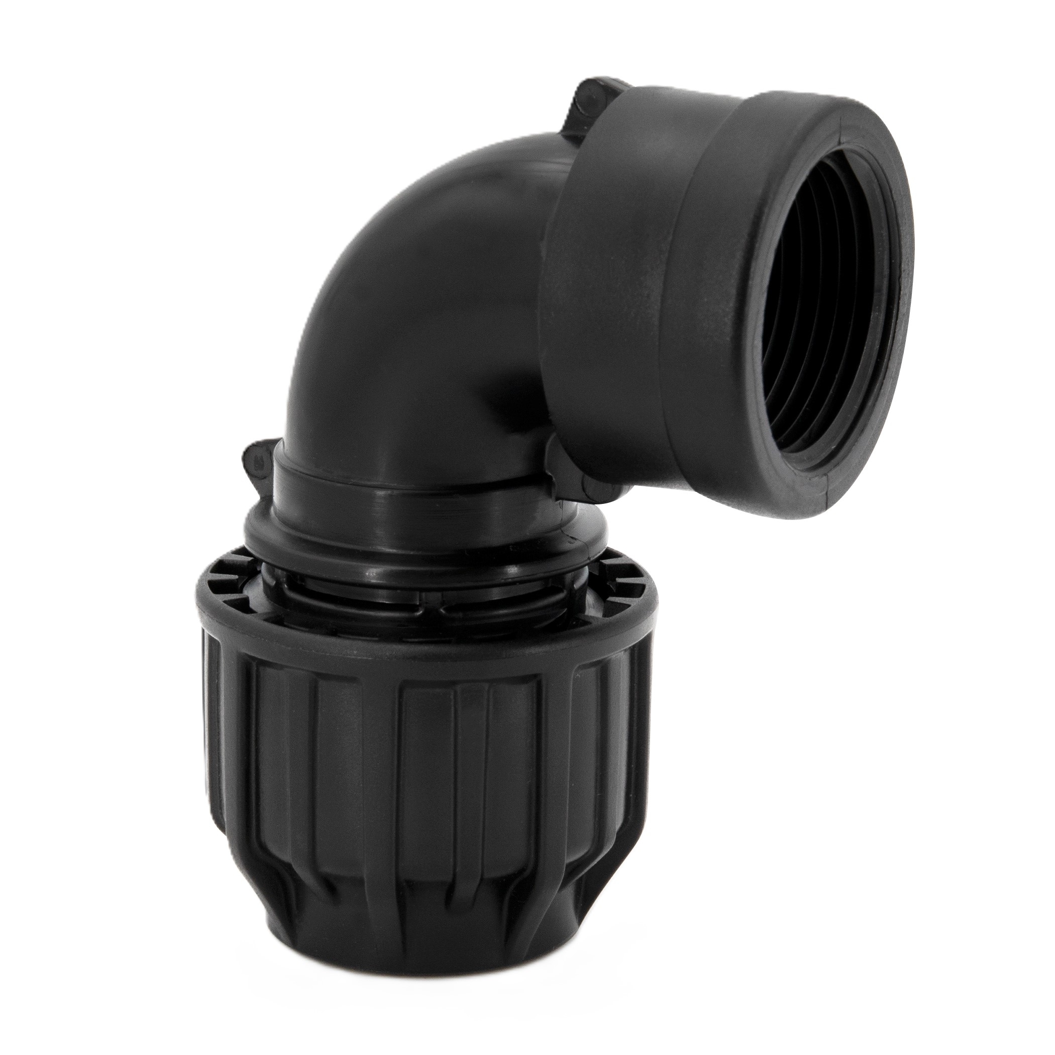 PP Klemmfitting Bogen / 90° Winkel mit Innengewinde für PE Rohr
