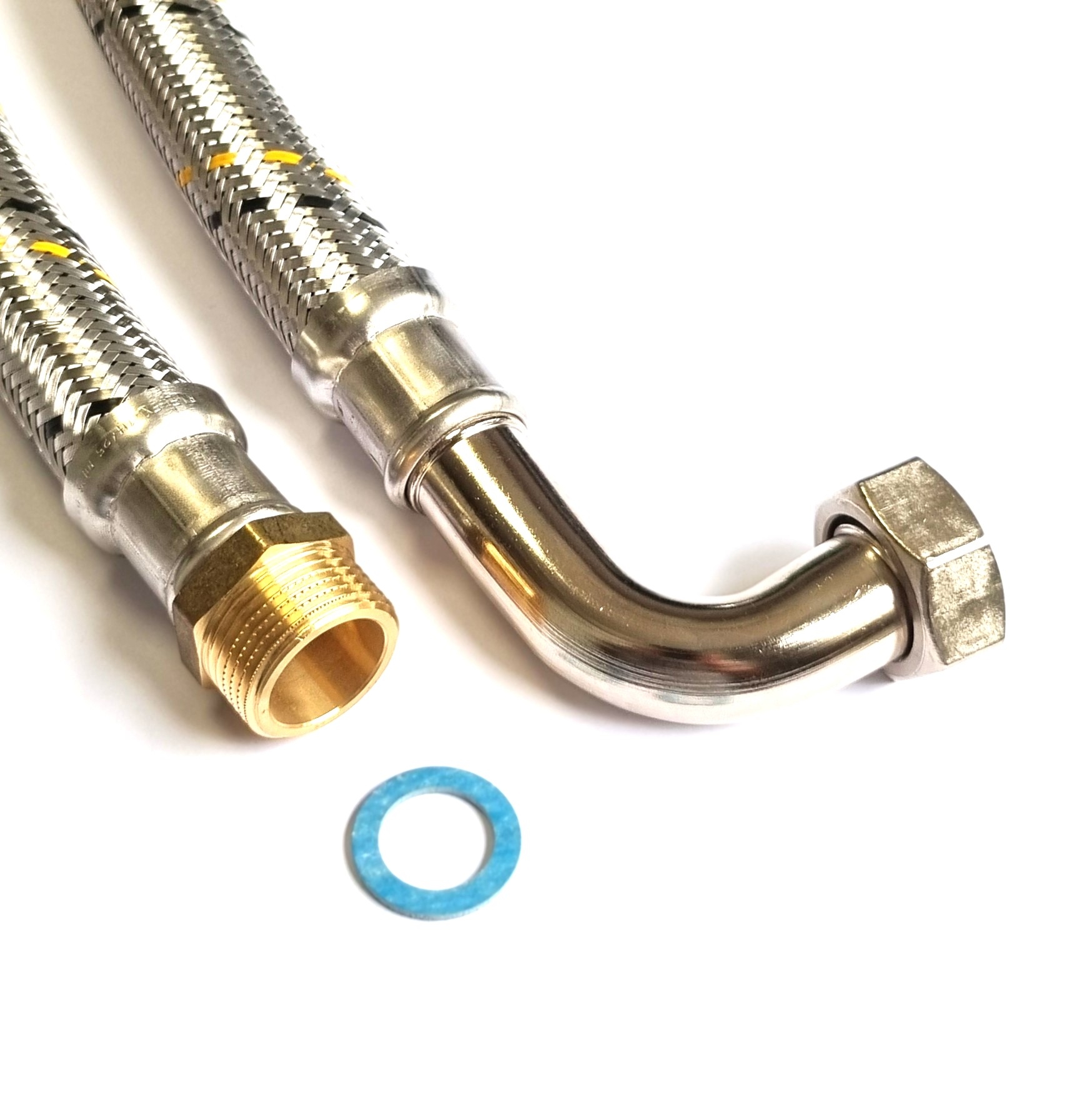 Saug-/Druckschlauch 1"AG x 1"ÜM Bogen, DN25, Inliner HDPE, Geflecht VA, PN10, -15 bis 80°C