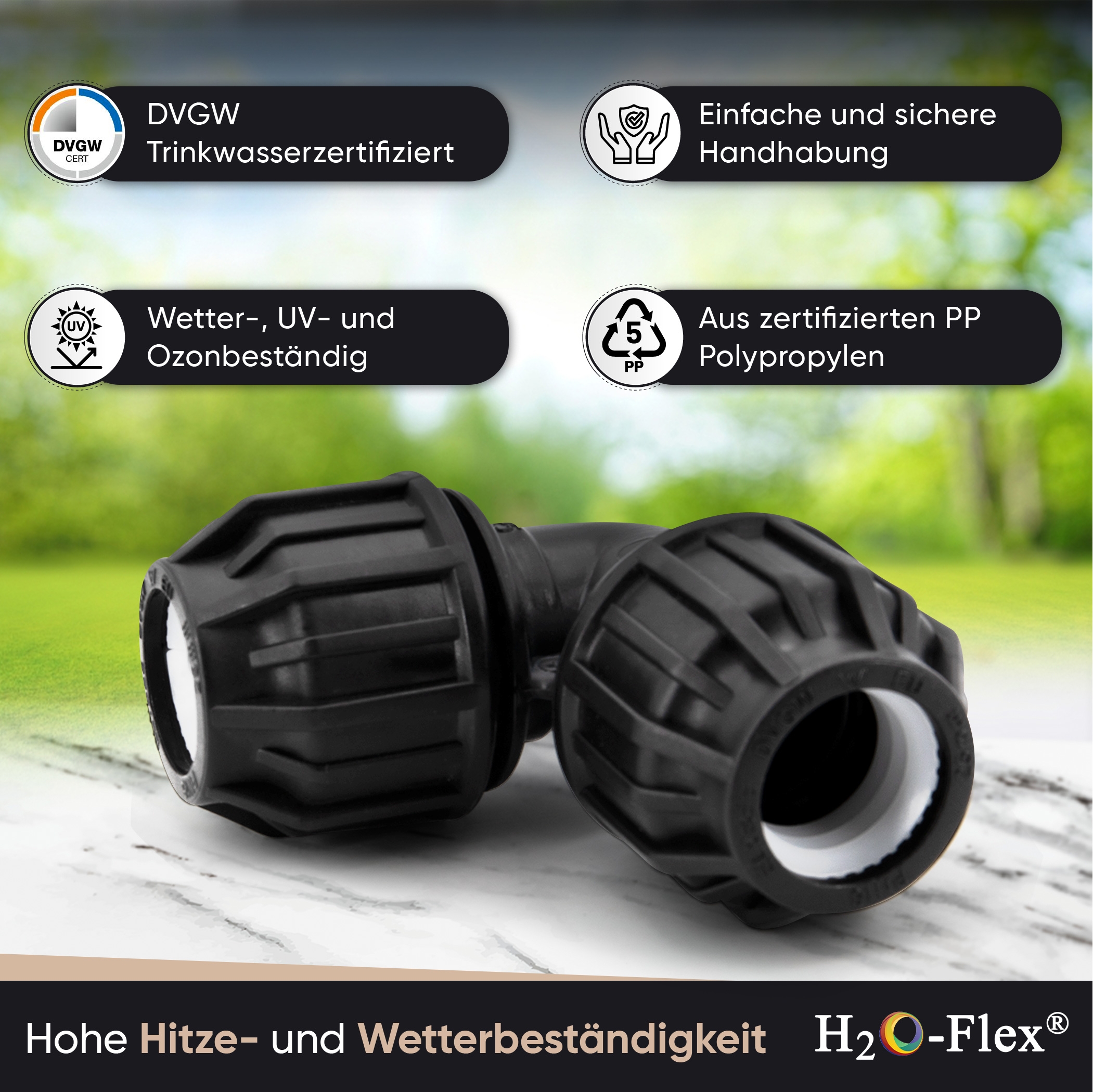 20er PP Klemmfitting Bogen / 90° Winkel für PE Rohr – Bild 4