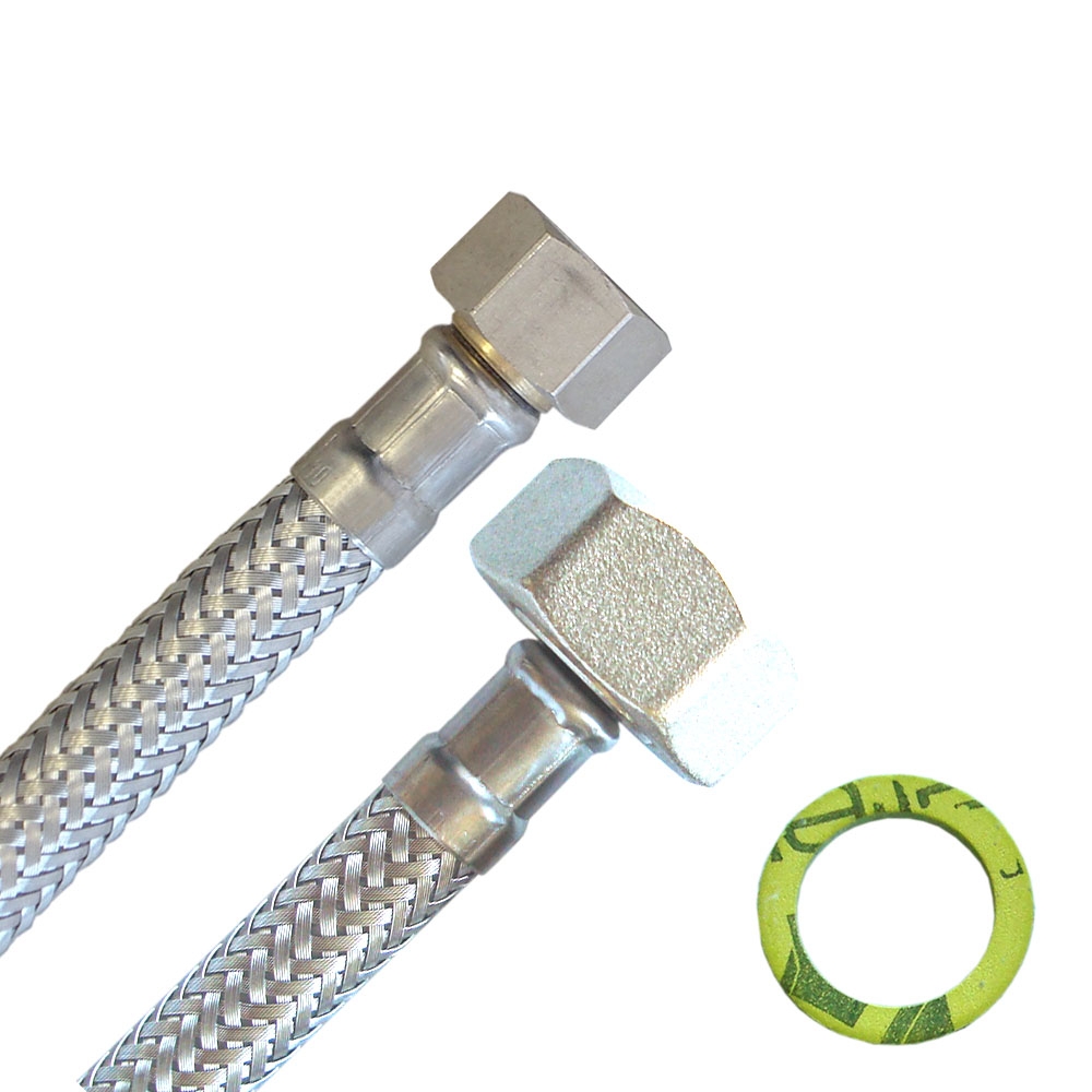 Flexschlauch 3/8"ÜM x 3/4"ÜM für Trinkwasser, DN08, Inliner HDPE, PN10, -15 bis 70°C, 20cm – Bild 2