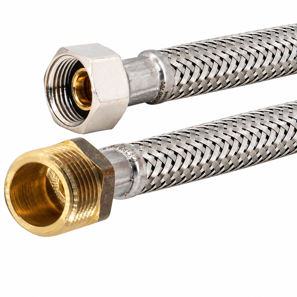 Flexschlauch 3/8"ÜM x 1/2"AG für Trinkwasser, DN08, Inliner HDPE, PN10, -15 bis 70°C