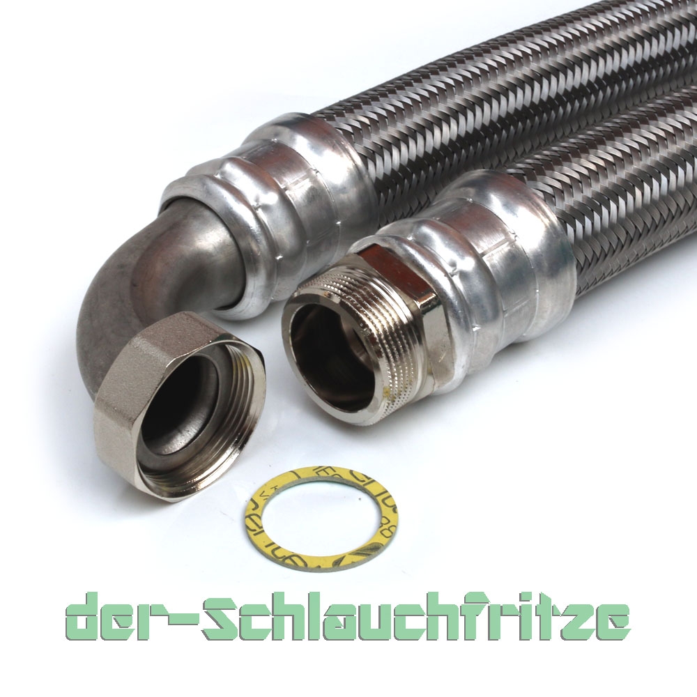 Flexschlauch 1 1/2"AG x 1 1/2"ÜM Bogen für Trinkwasser, DN40, Inliner HDPE, PN6, -15 bis 70°C