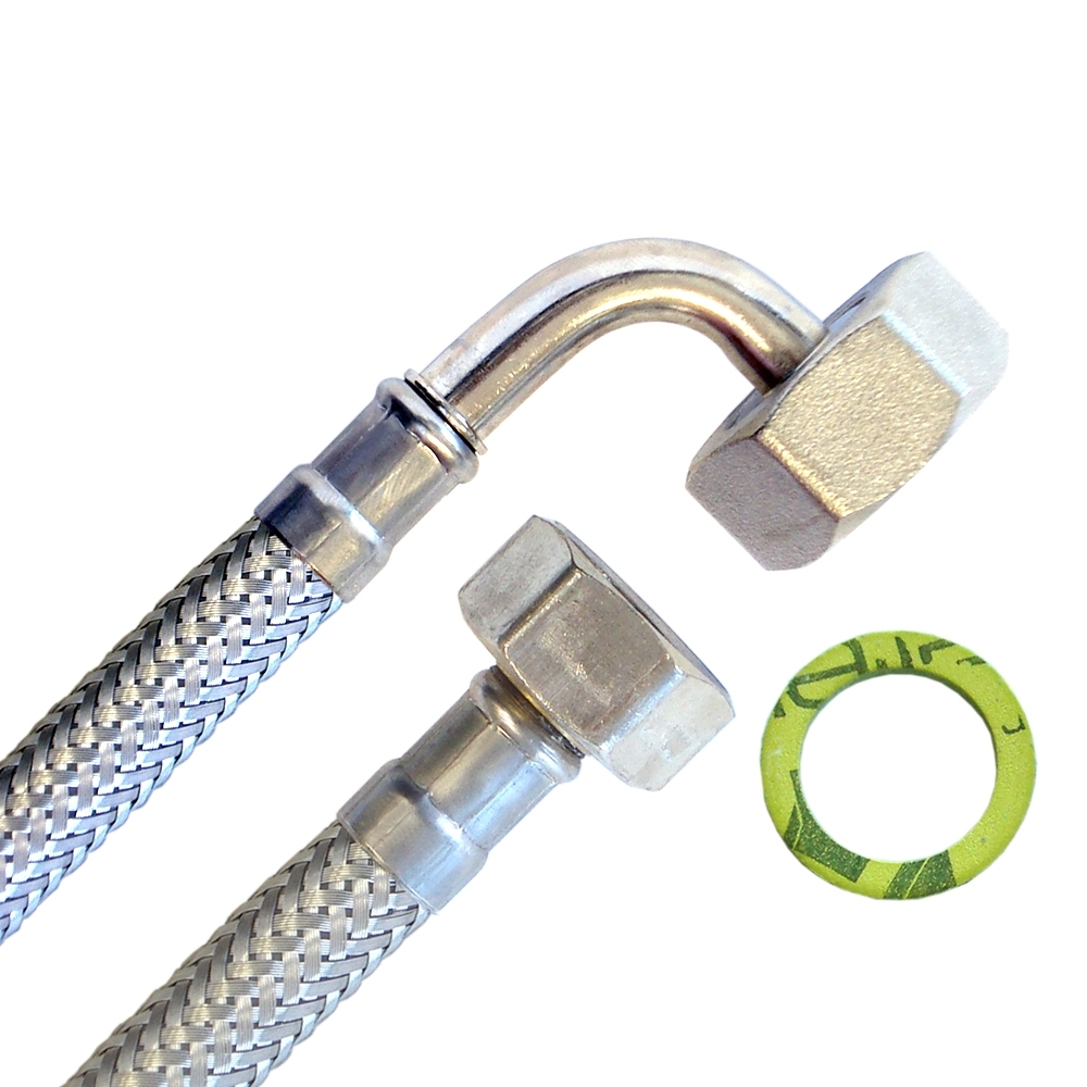 Flexschlauch 1/2"ÜM x 3/4"ÜM Bogen für Trinkwasser, DN08, Inliner HDPE, PN10, -15 bis 70°C, 20cm – Bild 2