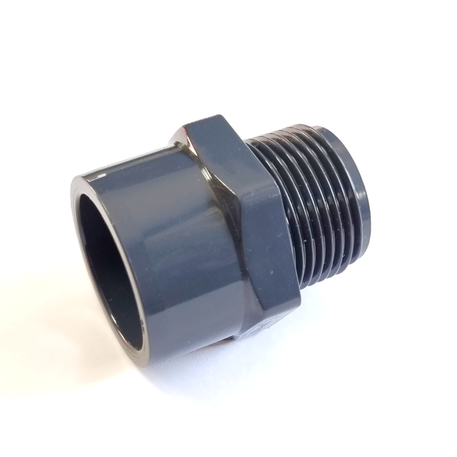 PVC-U Übergangsmuffe / Klebemuffe mit 20 x 1/2" Außengewinde – PVC-U Fitting für Rohrsysteme – Bild 1