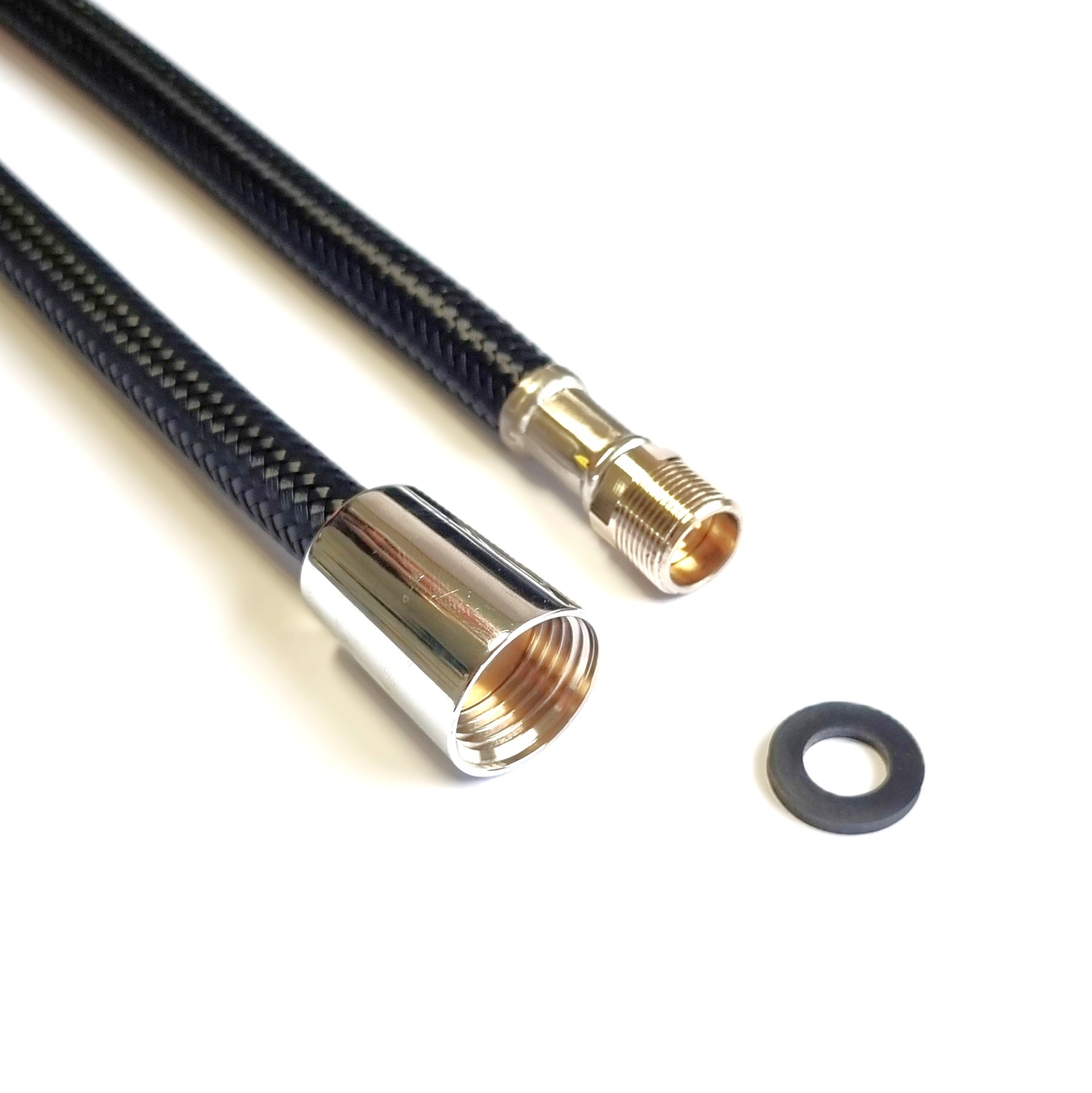 Brauseschlauch 1/2"Konus x M15x1AG drehbar für Trinkwasser, DN08, Schwarz, Inliner HDPE, PN10, 1m – Bild 1