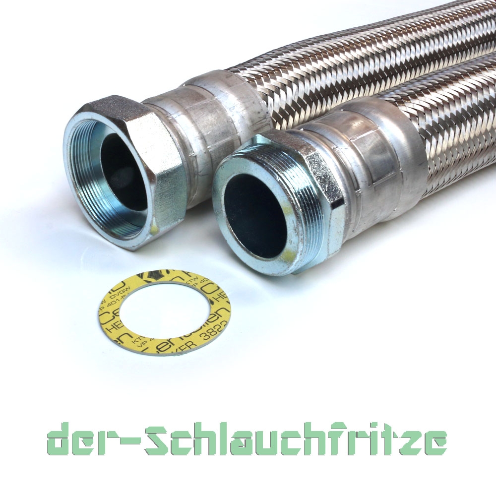 Flexschlauch 2 1/2"ÜM x 2 1/2"AG, DN60, Inliner EPDM, Geflecht VA, PN4, -20 bis 90°C