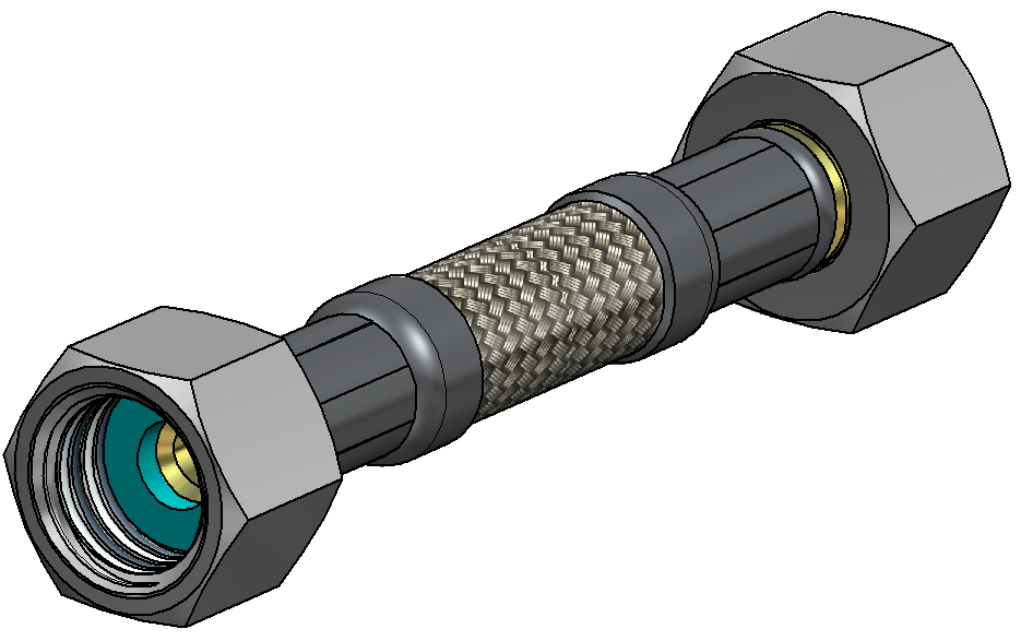 Flexschlauch 1/4"ÜM  x 1/4"ÜM für Trinkwasser, DN06,  Inliner HDPE, PN10, -15 bis 70°C, 30cm
