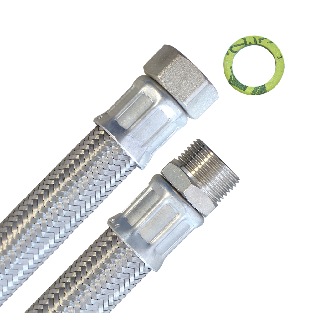Flexschlauch 3/4"ÜM x 3/4"AG, DN19, Inliner EPDM, Geflecht VA, PN10, -20 bis 90°C