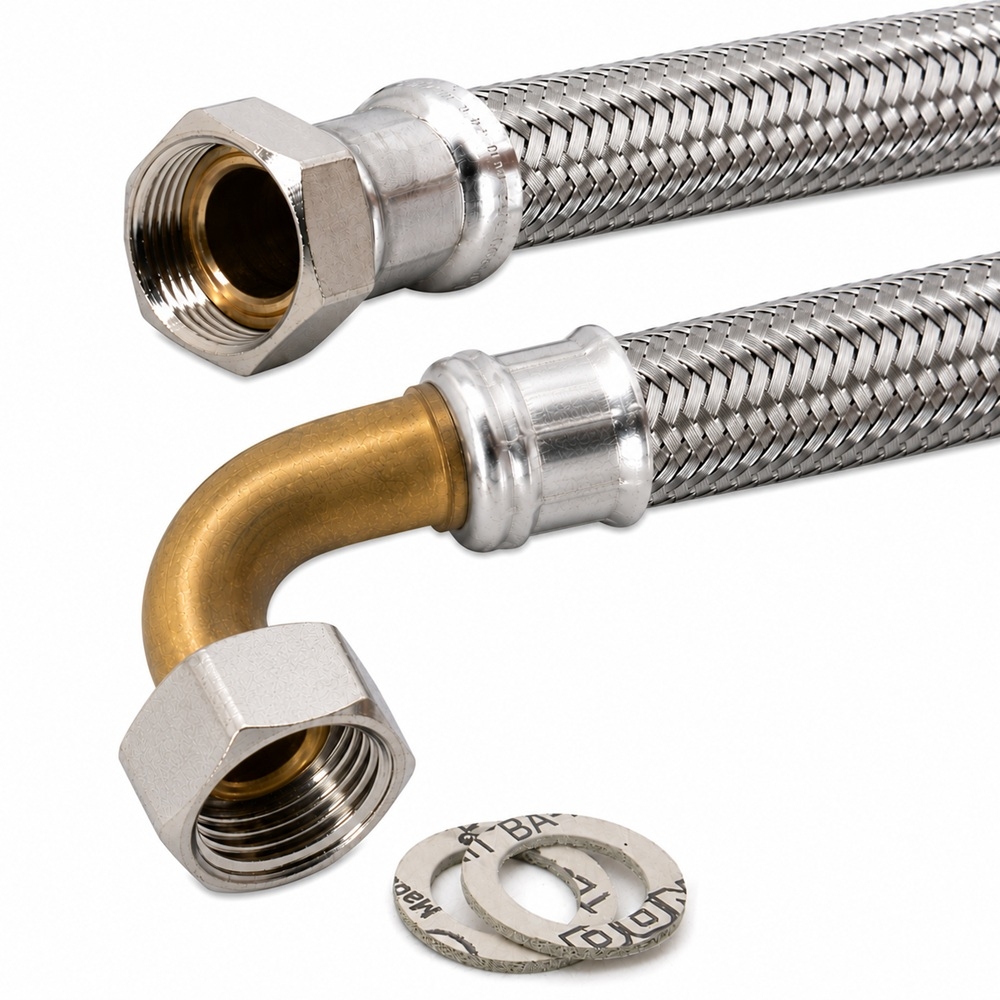 Flexschlauch 1"ÜM x 1"ÜM Bogen für Trinkwasser, DN25, Inliner HDPE, PN10, -15 bis 70°C