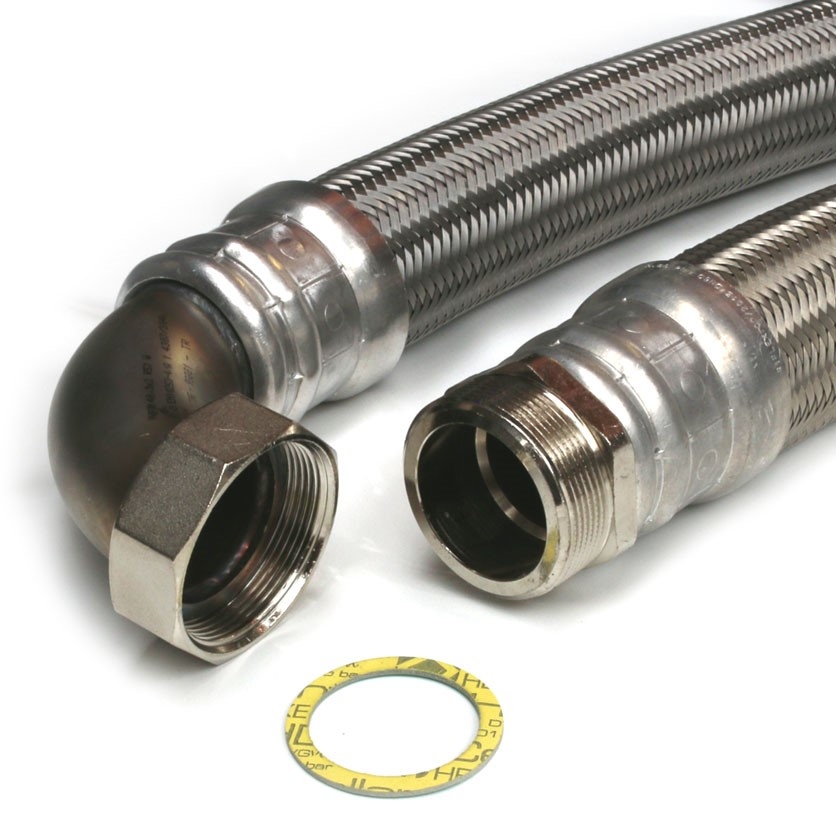 Flexschlauch 2"AG x 2"ÜM Bogen, DN50, Inliner EPDM, Geflecht VA, PN4, -20 bis 90°C