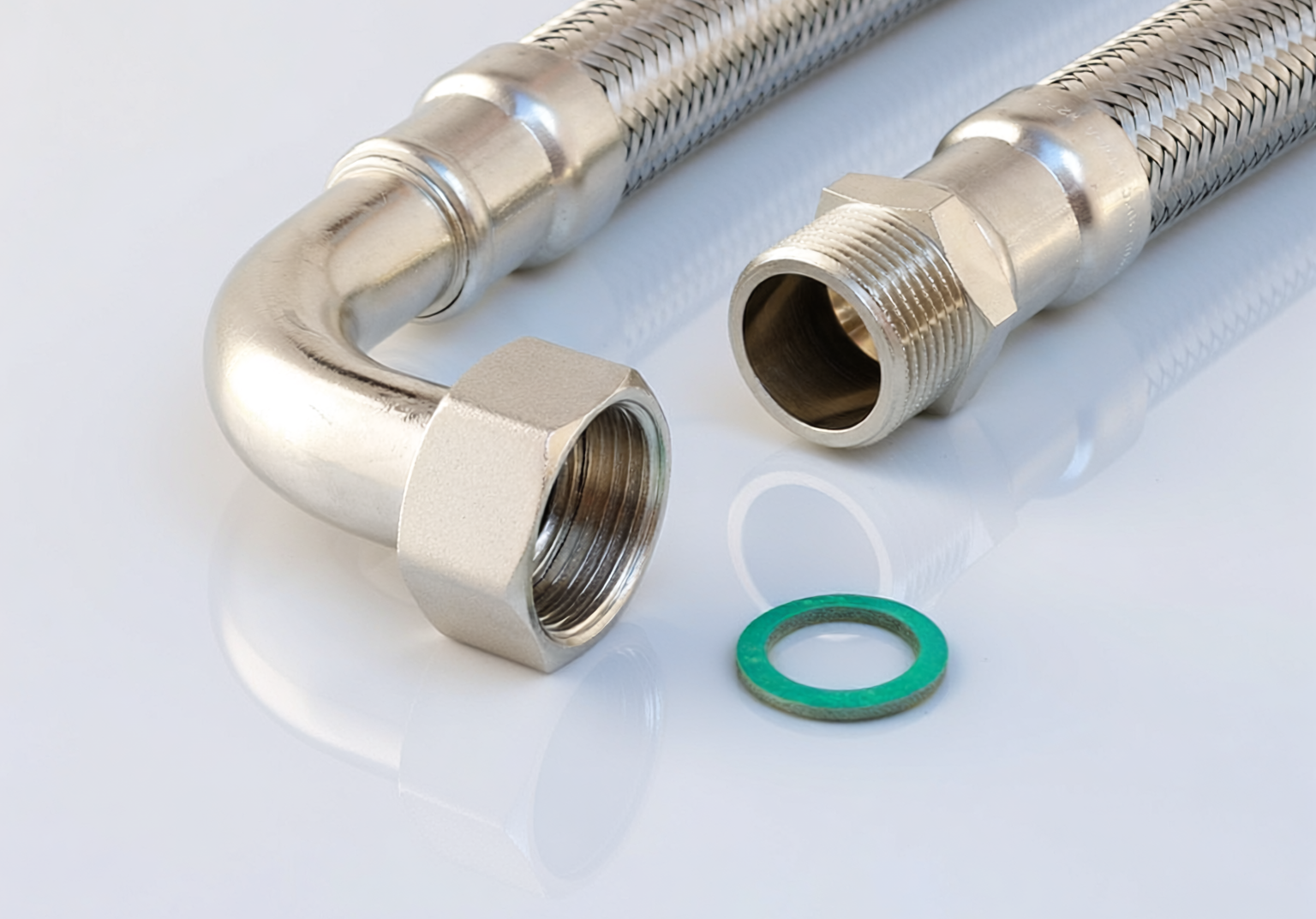 Flexschlauch 3/4"AG x 3/4"ÜM Bogen für Trinkwasser, DN19, Inliner HDPE, PN10, -15 bis 70°C