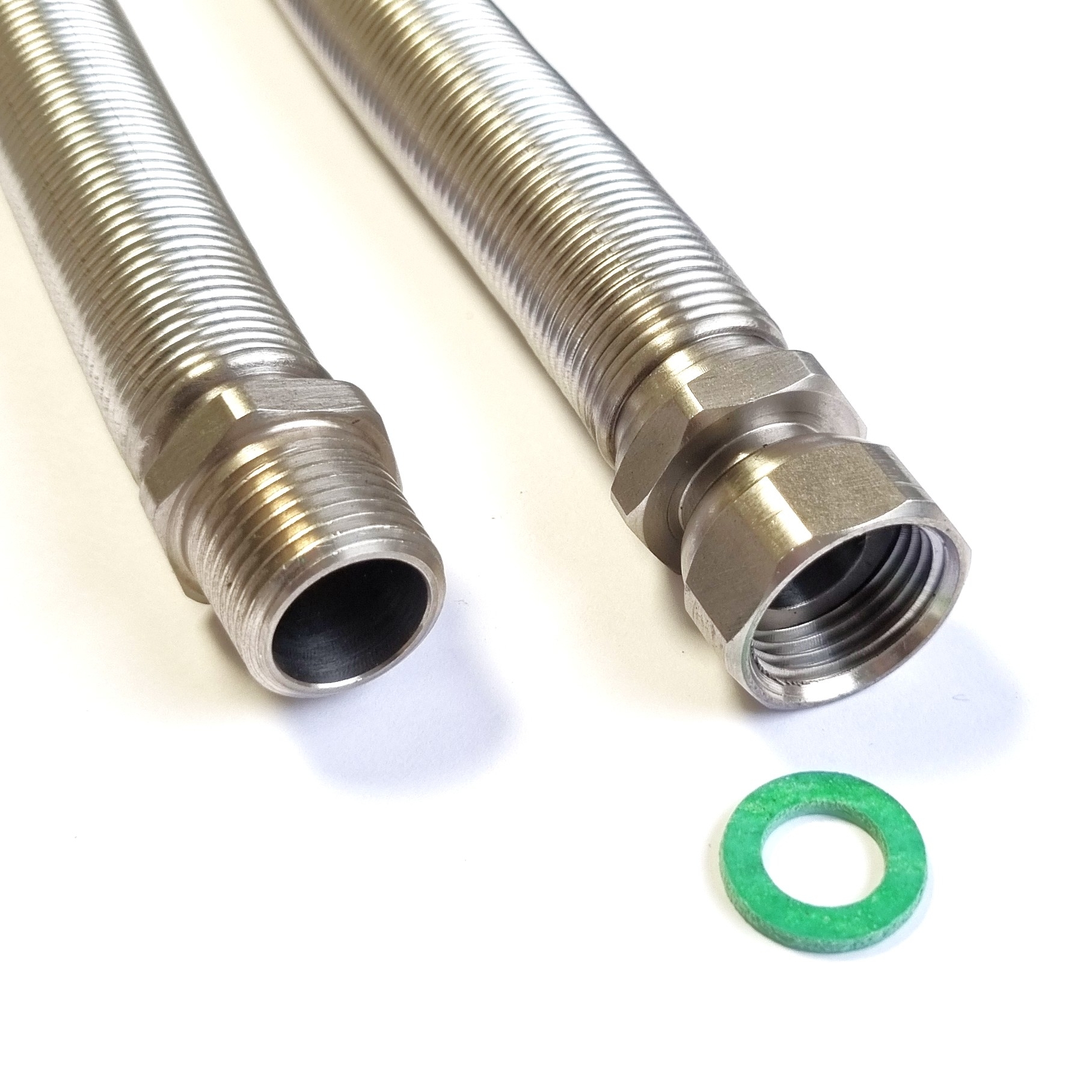 Edelstahlwellrohr DN16 ausziehbar 1/2"ÜM x 1/2"AG von 75mm - 130mm