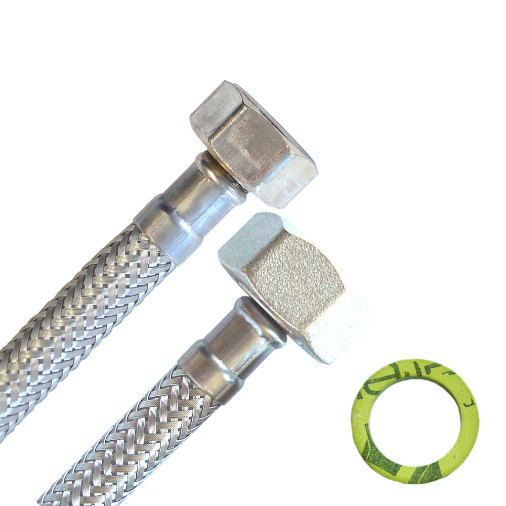 Flexschlauch 1/2"ÜM x 3/4"ÜM für Trinkwasser, DN08, Inliner HDPE, PN10, -15 bis 70°C