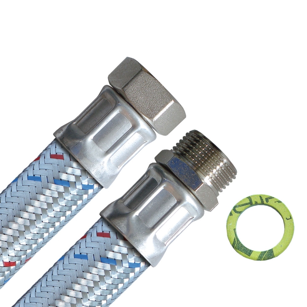 Flexschlauch 1"ÜM x 1"AG, DN25, Inliner EPDM, Geflecht verzinkt, PN10, -20 bis 90°C
