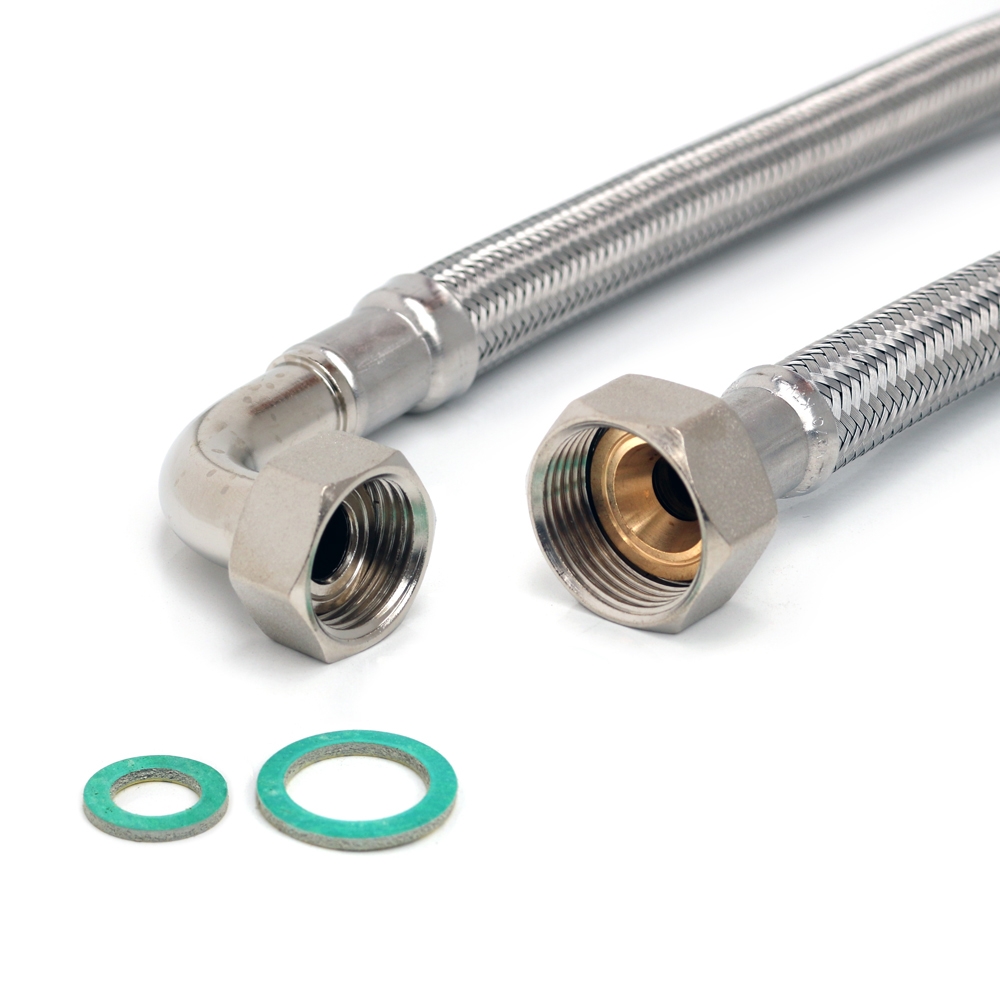 Flexschlauch 3/4"ÜM x 1/2"Bogen für Trinkwasser, DN13, Inliner HDPE, PN10, -15 bis 70°C