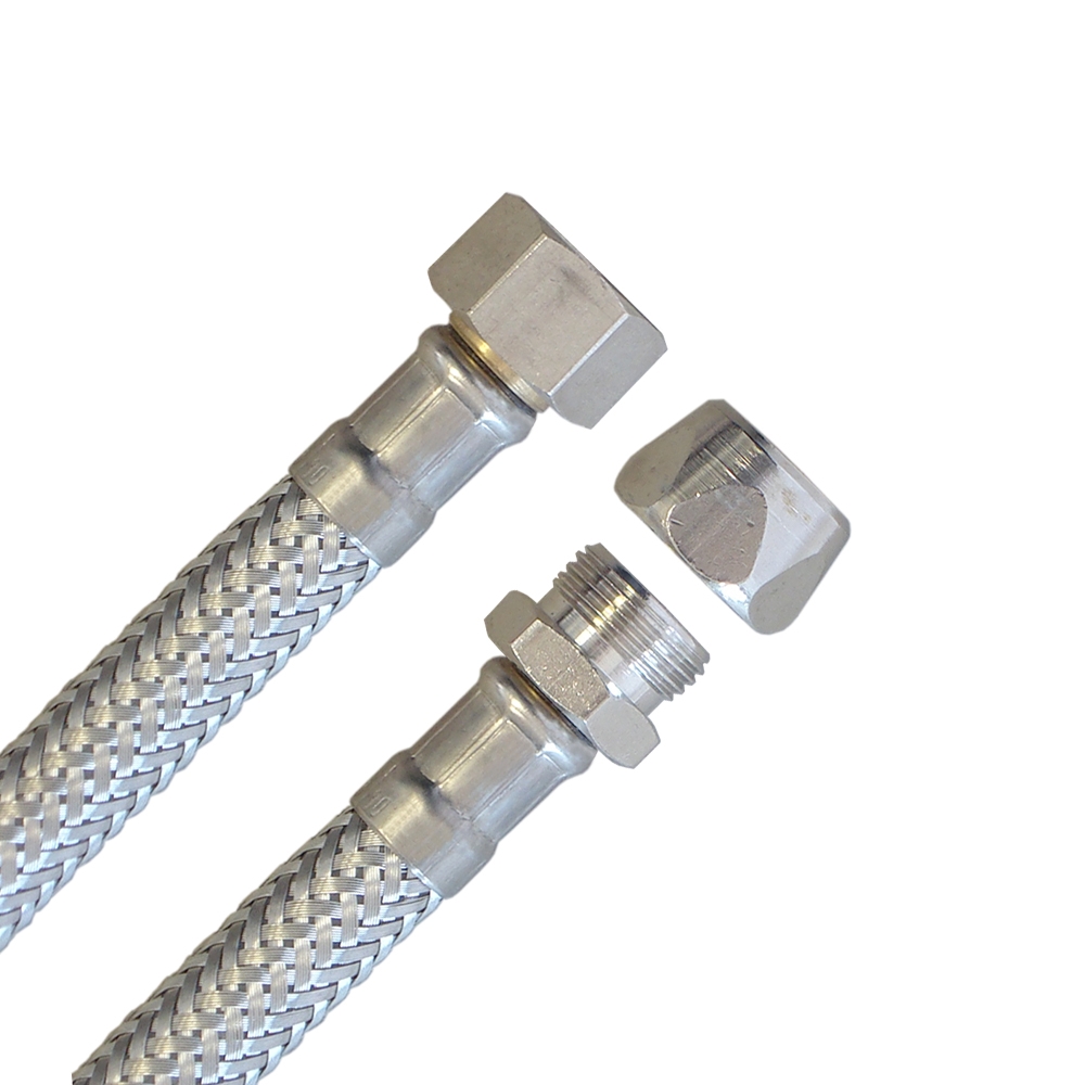 Flexschlauch 3/8"ÜM x 10mm Quetsch für Trinkwasser, DN08, Inliner HDPE, PN10, -15 bis 70°C