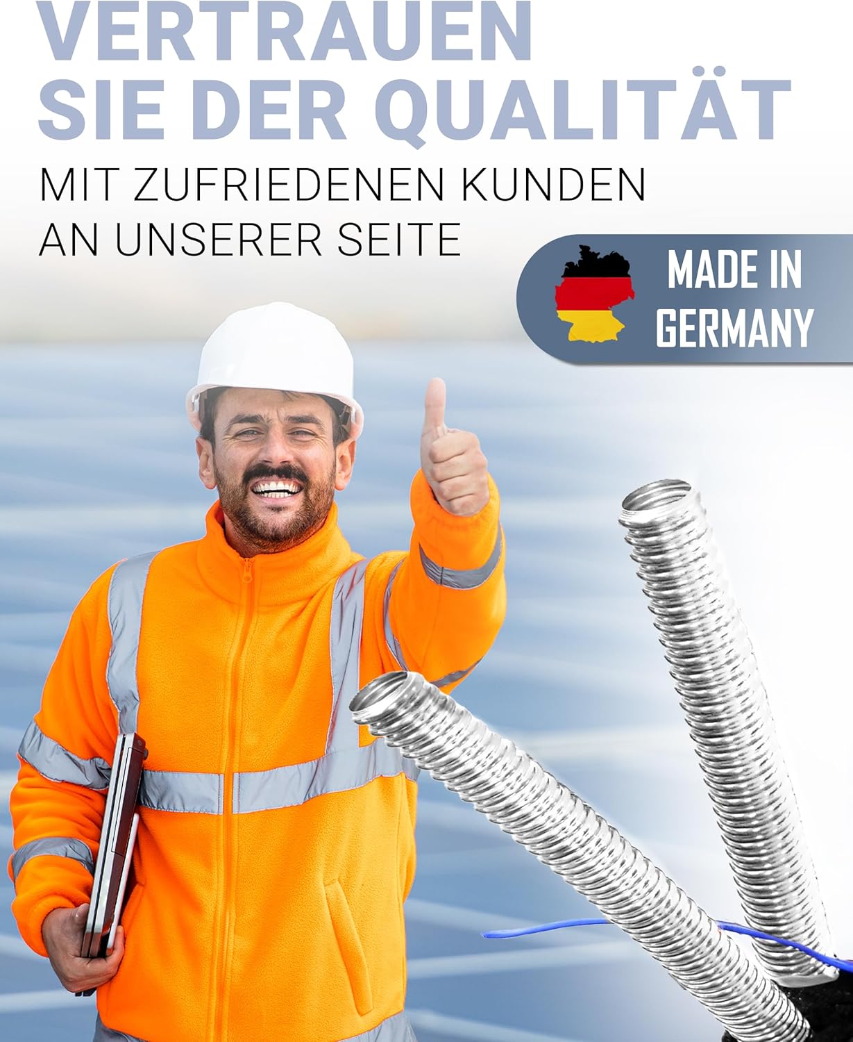 DN20 (1") Solarrohr Solarleitung Edelstahlwellrohr mit 13mm EPDM Isolierung, 5m – Bild 6