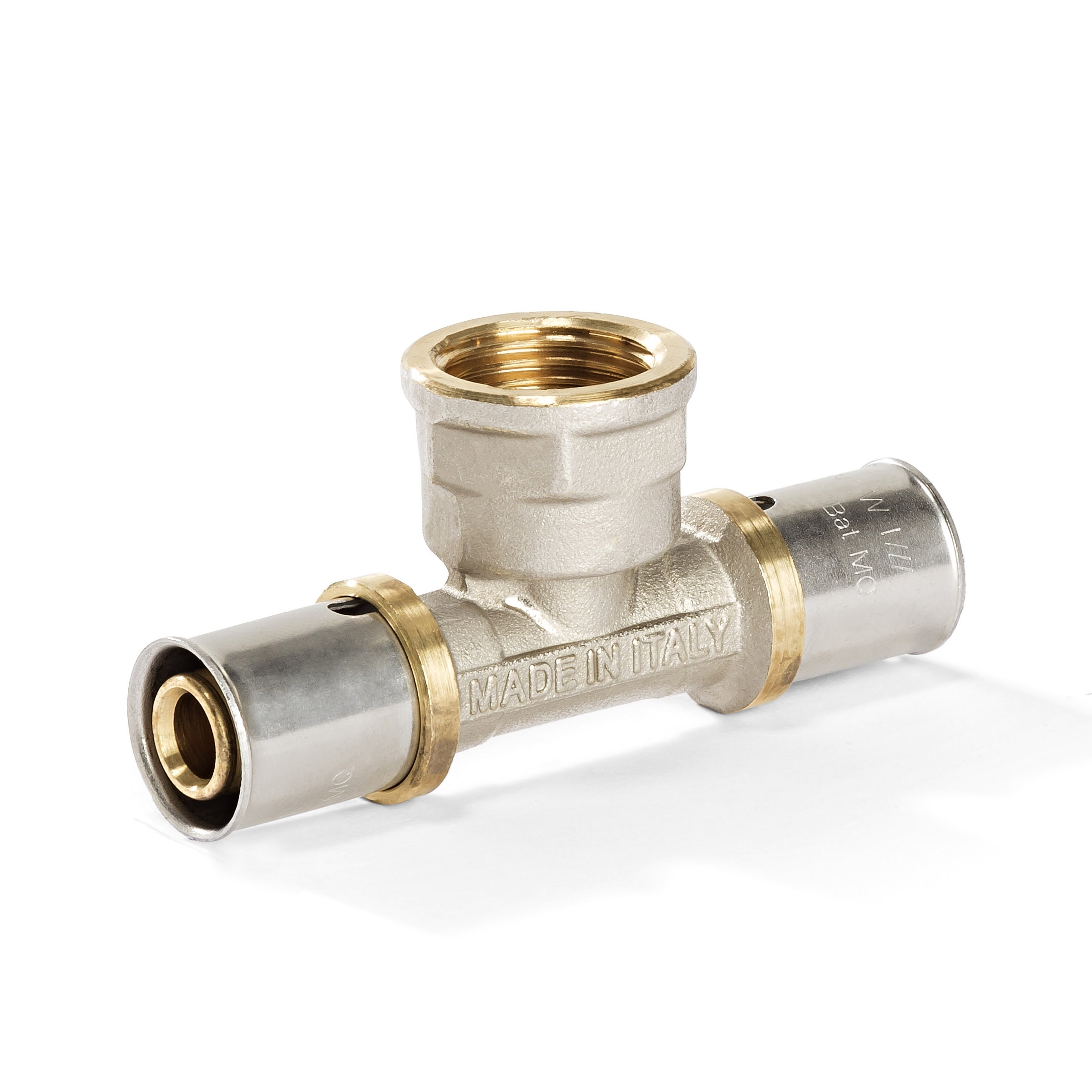 Pressfitting T-Stück mit IG 16 x 1/2" für Aluverbundrohr | DVGW | Kontur TH, U, H | Mehrschichtrohr