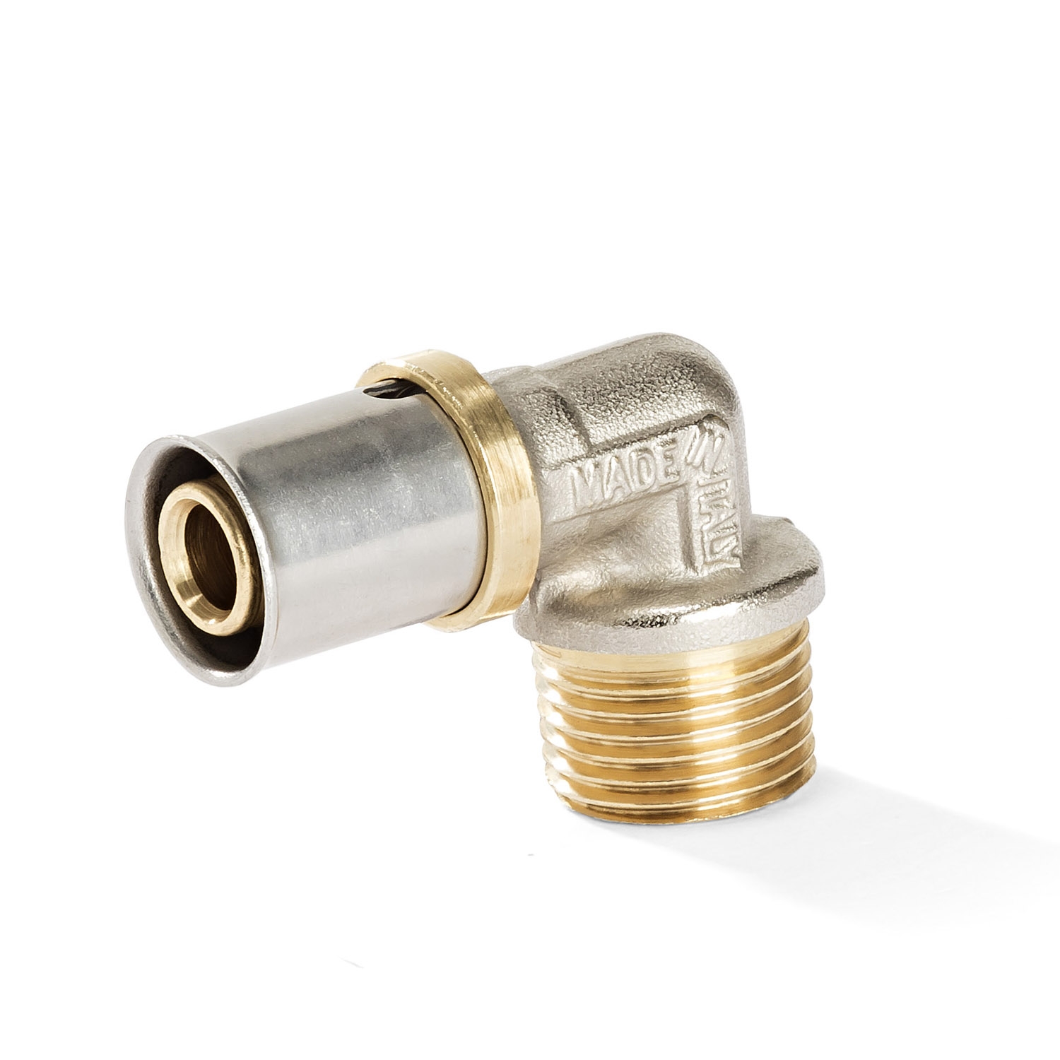 Pressfitting Winkel 90° AG für Aluverbundrohr | DVGW | Kontur TH, U, H | Mehrschichtrohr