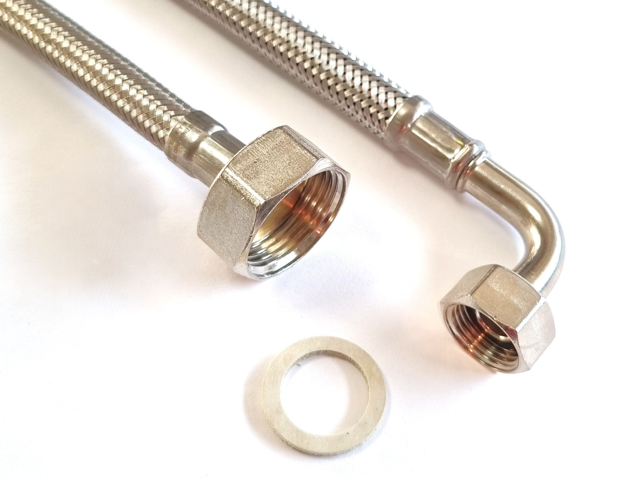 Flexschlauch 3/4"ÜM x 3/8"ÜM Bogen für Trinkwasser, DN08, Inliner HDPE, PN10, -15 bis 70°C, 30cm – Bild 1