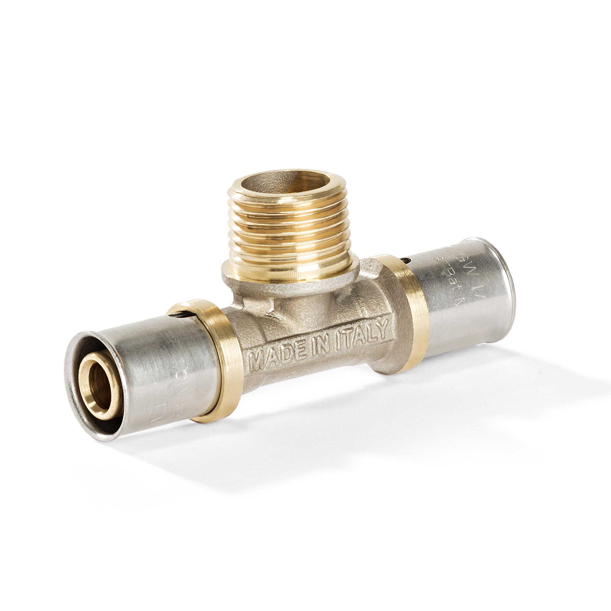 Pressfitting T-Stück mit AG für Aluverbundrohr | DVGW | Kontur TH, U, H | Mehrschichtrohr
