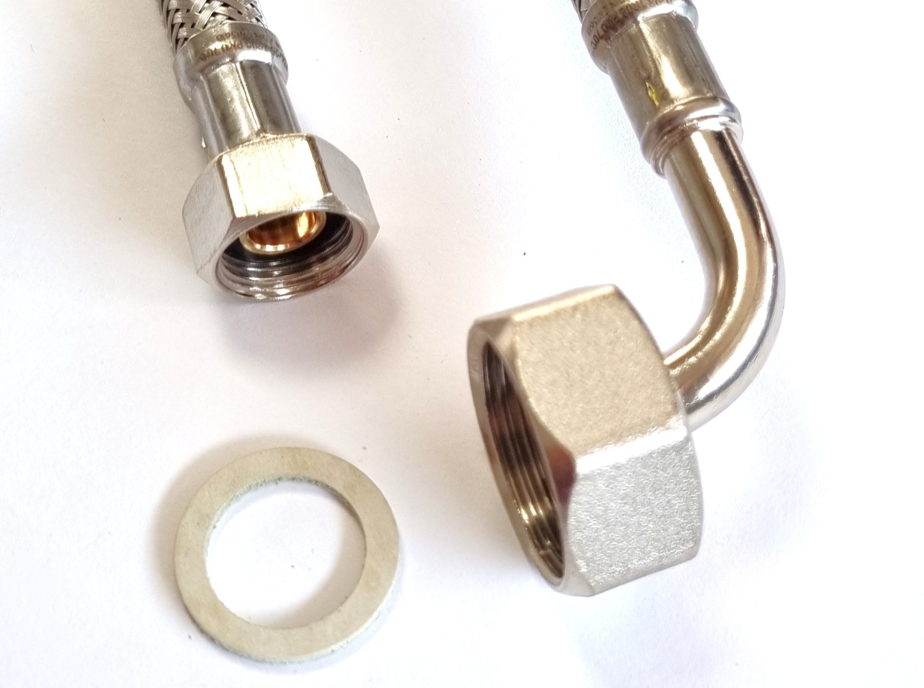 Flexschlauch 3/8"ÜM x 3/4"ÜM Bogen für Trinkwasser, DN08, Inliner HDPE, PN10, -15 bis 70°C