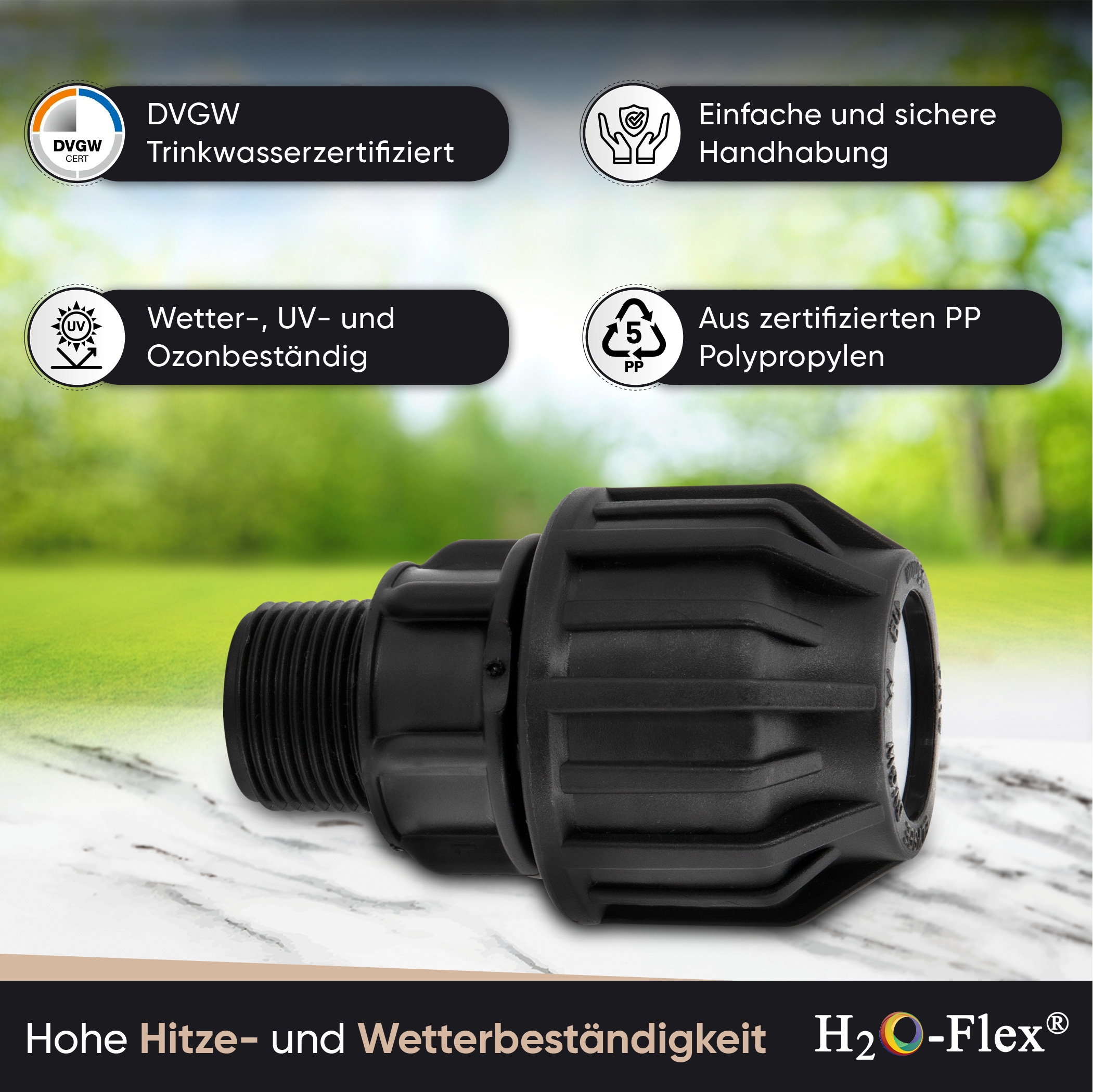 20er PP Klemmfitting mit 1/2" Außengewinde für PE Rohr – Bild 4