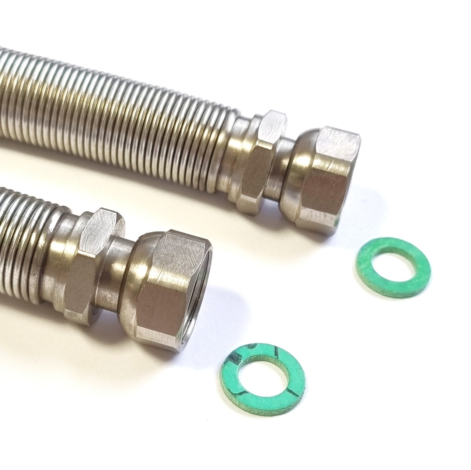 Edelstahlwellrohr DN16 ausziehbar 1/2"ÜM x 1/2"ÜM von 75mm - 130mm