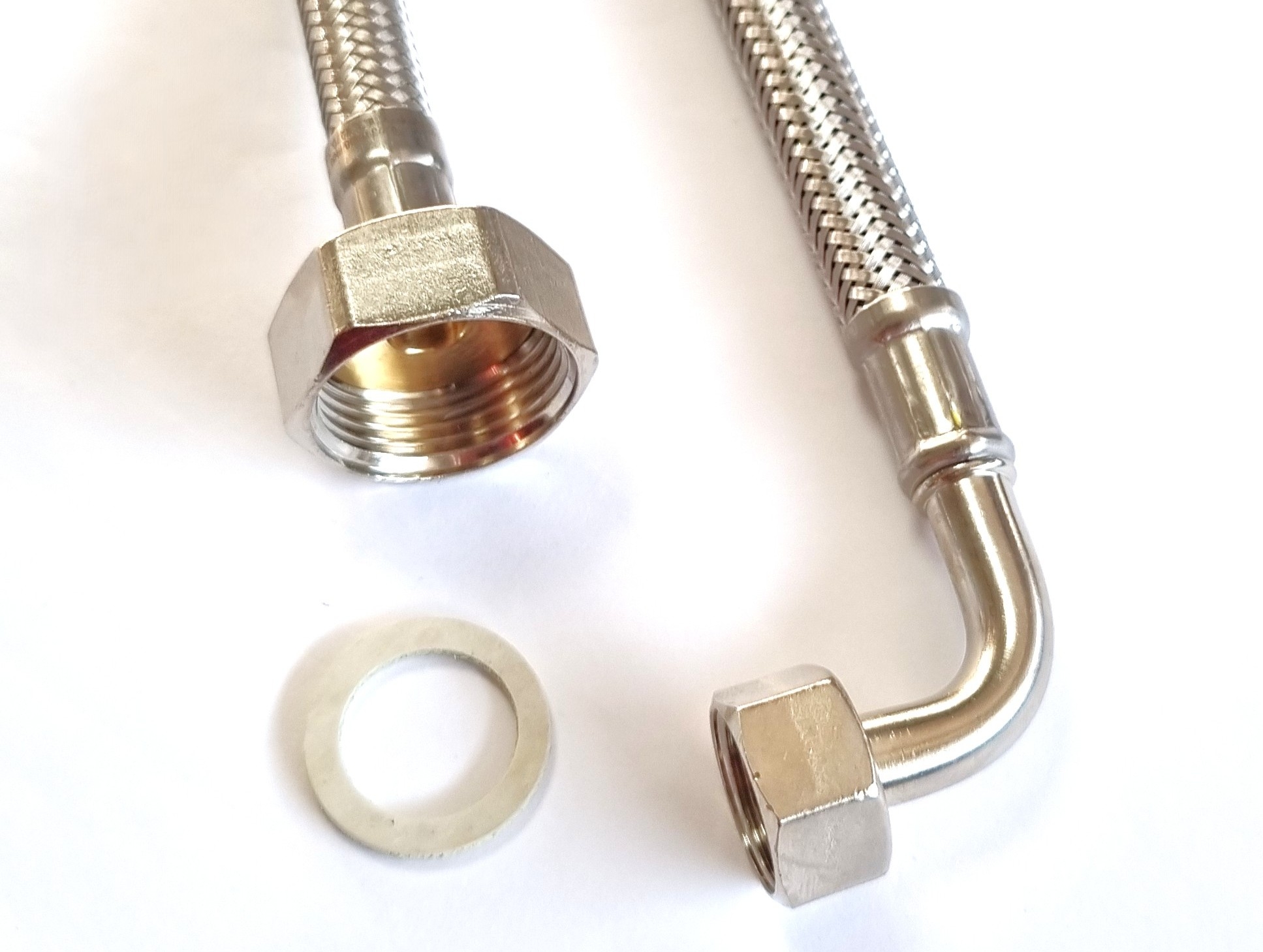 Flexschlauch 3/4"ÜM x 3/8"ÜM Bogen für Trinkwasser, DN08, Inliner HDPE, PN10, -15 bis 70°C