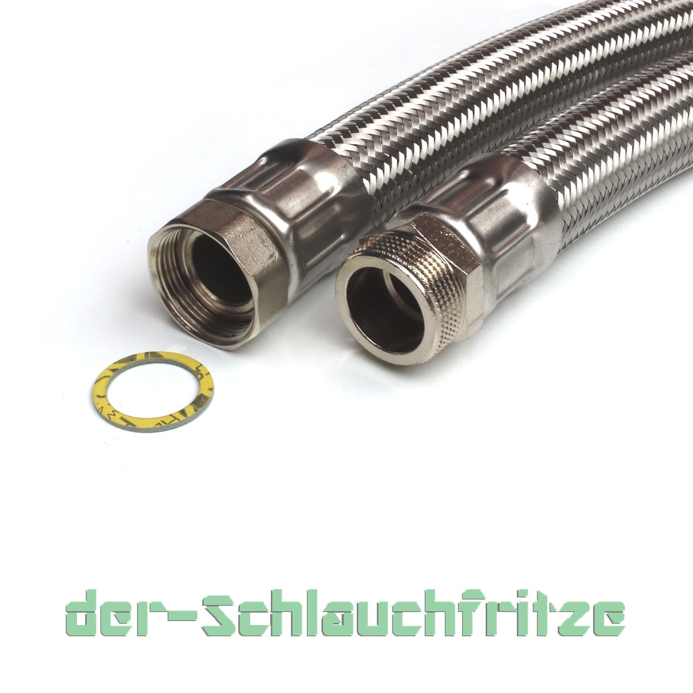 Flexschlauch 1 1/4"ÜM x 1 1/4"AG, DN32, Inliner EPDM, Geflecht VA, PN10, -20 bis 90°C, 30cm