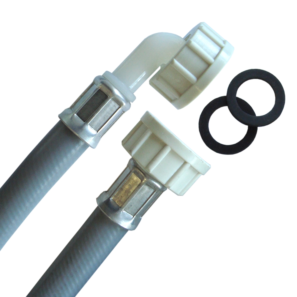 Waschmaschinenschlauch (3/4"ÜM x 3/4"ÜM mit Bogen), Zulaufschlauch auch für Geschirrspüler – Bild 2