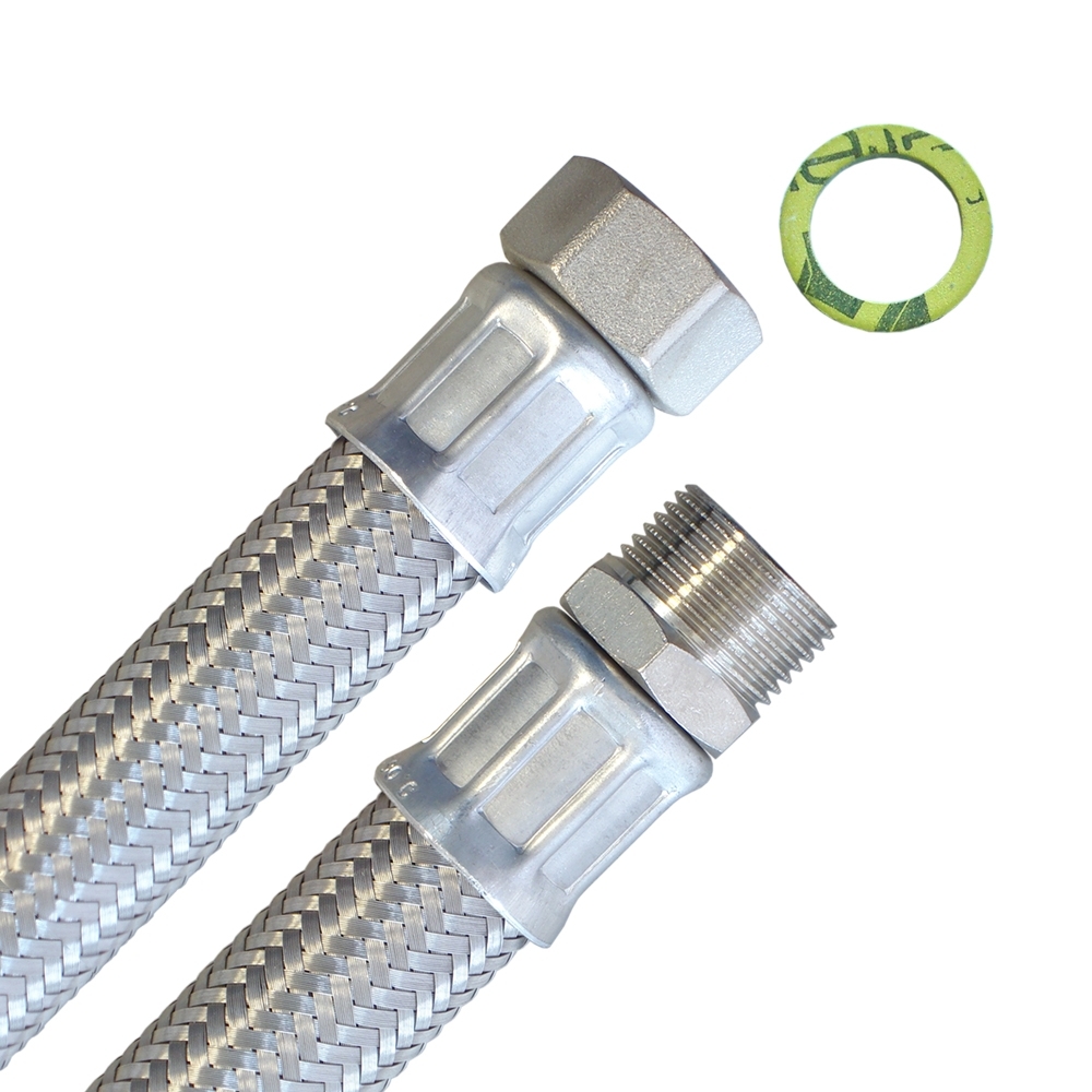 Flexschlauch 3/4"ÜM x 3/4"AG, DN19, Inliner EPDM, Geflecht VA, PN10, -20 bis 90°C, 30cm – Bild 1