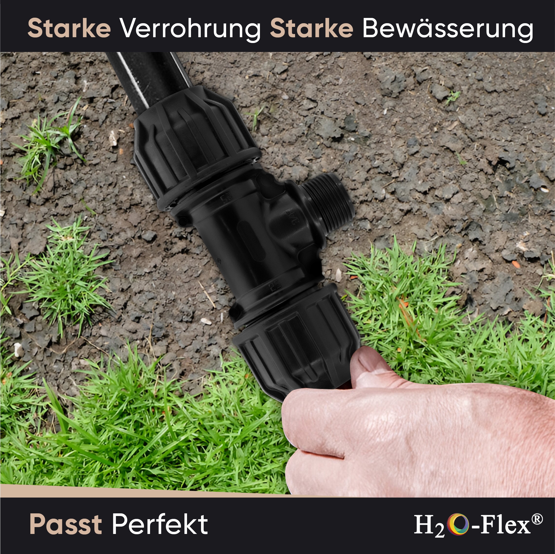 20er PP Klemmfitting T-Stück mit 3/4" Außengewinde für PE Rohr – Bild 5