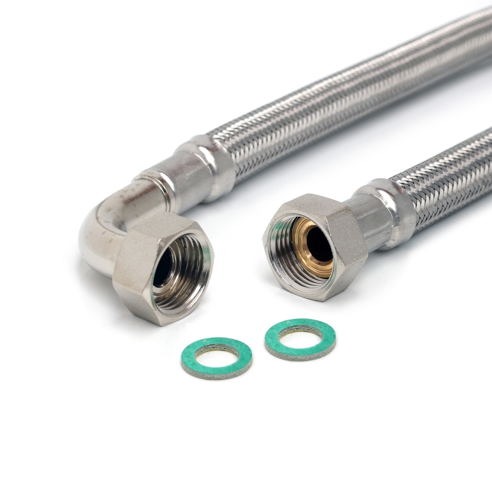 Flexschlauch 1/2"ÜM x 1/2"Bogen für Trinkwasser, DN13, Inliner HDPE, PN10, -15 bis 70°C, 30cm – Bild 1
