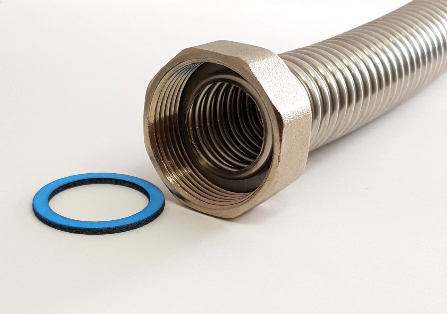 Edelstahlwellrohr fertig montiert, beidseitig 2"ÜM, DN40, PN4, Rohrmaterial Edelstahl 1.4404