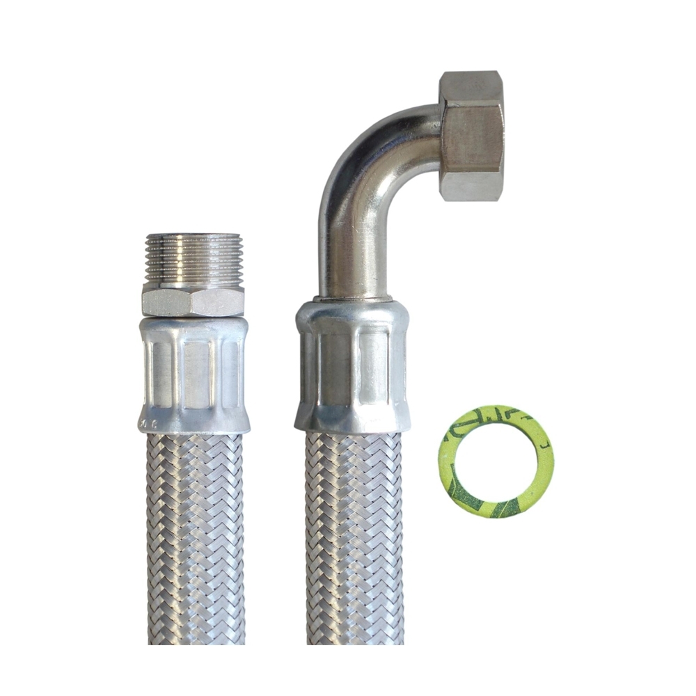 Flexschlauch 3/4"AG x 3/4"ÜM Bogen, DN19, Inliner EPDM, Geflecht VA, PN10, -20 bis 90°C, 30cm – Bild 3