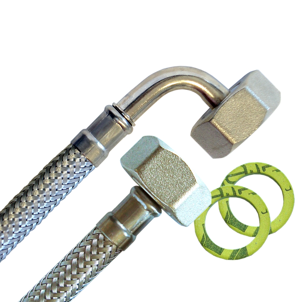 Flexschlauch 3/4"ÜM x 3/4"ÜM Bogen für Trinkwasser, DN08, Inliner HDPE, PN10, -15 bis 70°C