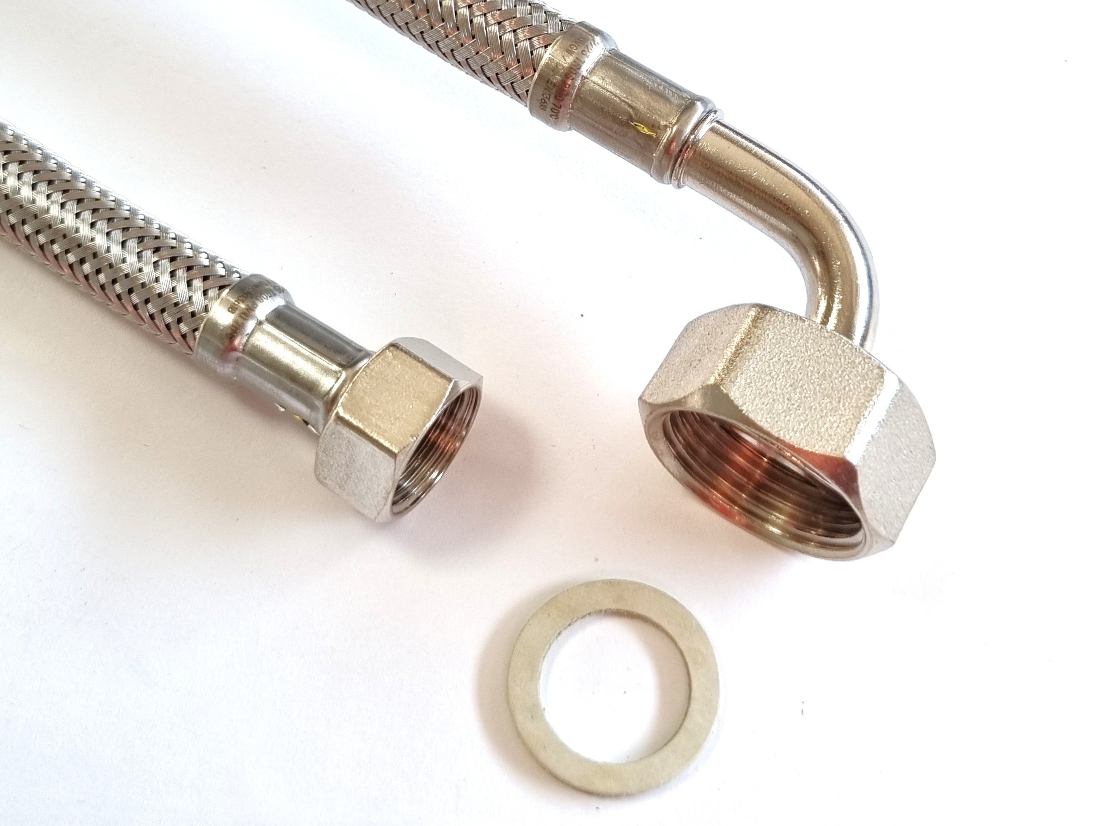 Flexschlauch 3/8"ÜM x 3/4"ÜM Bogen für Trinkwasser, DN08, Inliner HDPE, PN10, -15 bis 70°C